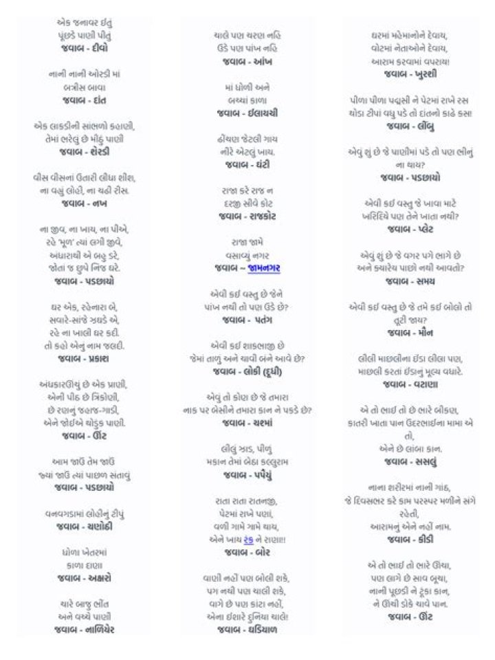 Gujarati Ukhana Recipes with Answers PDF