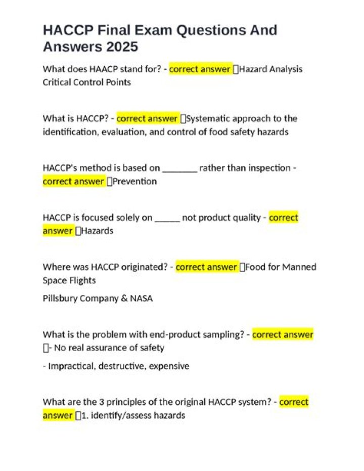HACCP Exam Questions and Answers PDF – Complete Study Guide