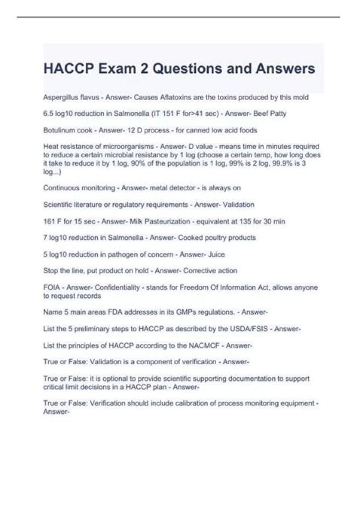 HACCP Level 2 Questions & Answers PDF Free Download – Complete Guide