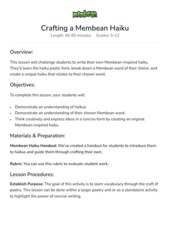 Haiku Lesson Plan PDF: Creative Poetry for Classrooms