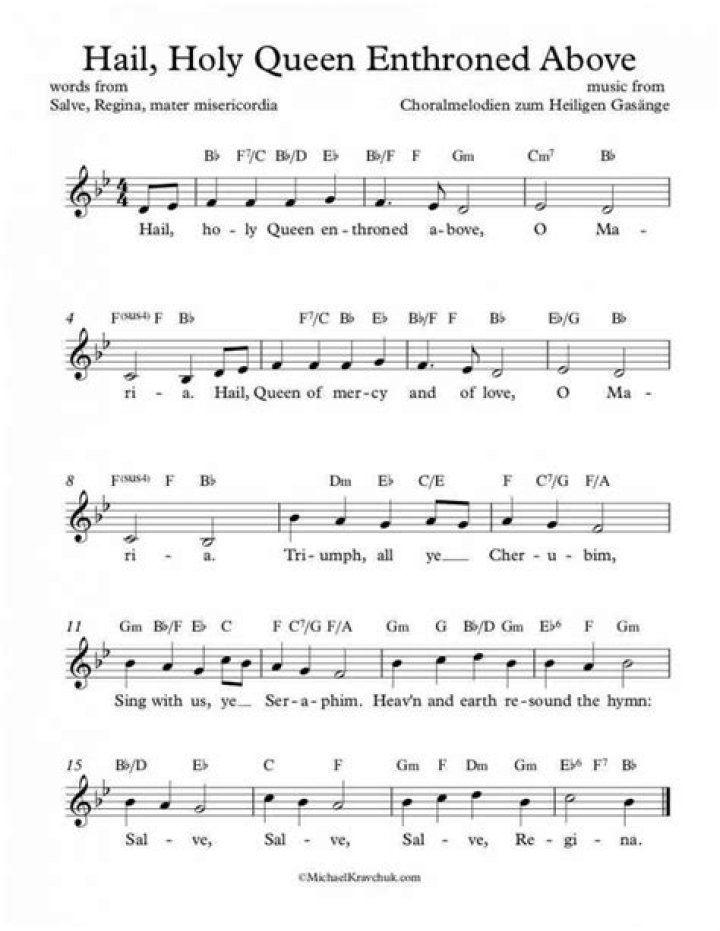 Hail Holy Queen Enthroned Above – Free Sheet Music PDF