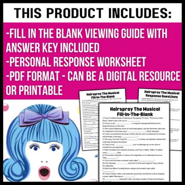 Hairspray Movie Worksheet PDF: Free Printable Study Guide