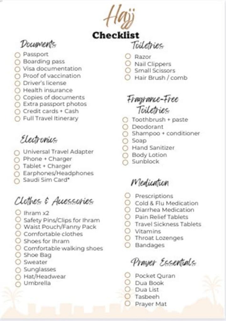 Hajj Packing List for Ladies PDF – Complete & Easy Guide
