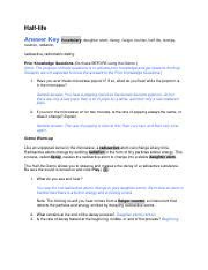 Half Life Gizmo Answer Key PDF – Complete Solution Guide