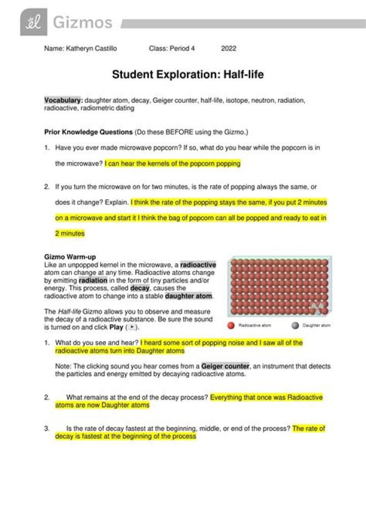 Half-Life Gizmos Answers PDF: Step-by-Step Solutions & Explanations