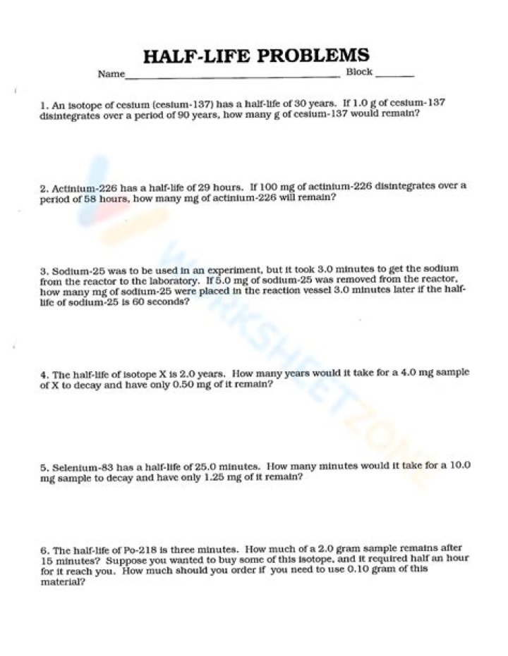 Half-Life Problems and Answers: Step-by-Step PDF Guide