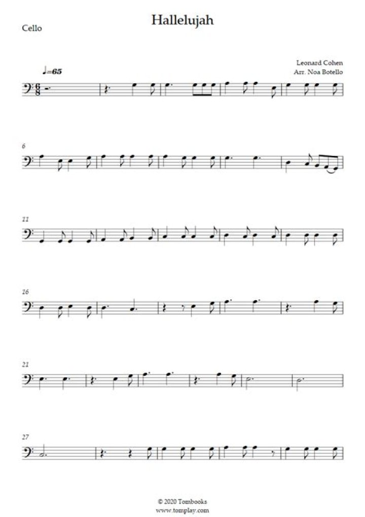 Free Hallelujah Cello Sheet Music PDF – Download Instantly