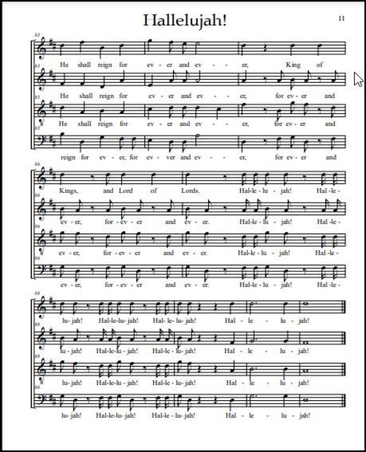 Hallelujah Chorus Lyrics Sheet Music PDF Free Download