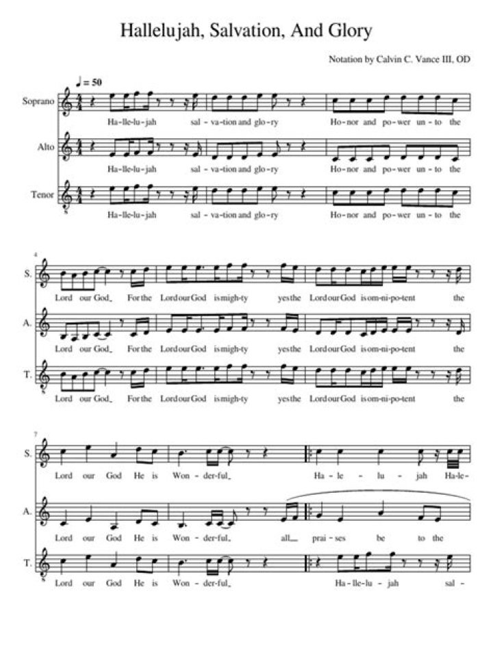 Hallelujah Salvation & Glory Sheet Music PDF Download – Full Worship Sheet Music