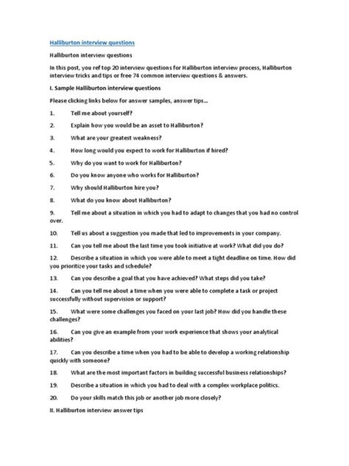 Halliburton Interview Questions PDF: Top 50 Phrases for Energy Sector Success