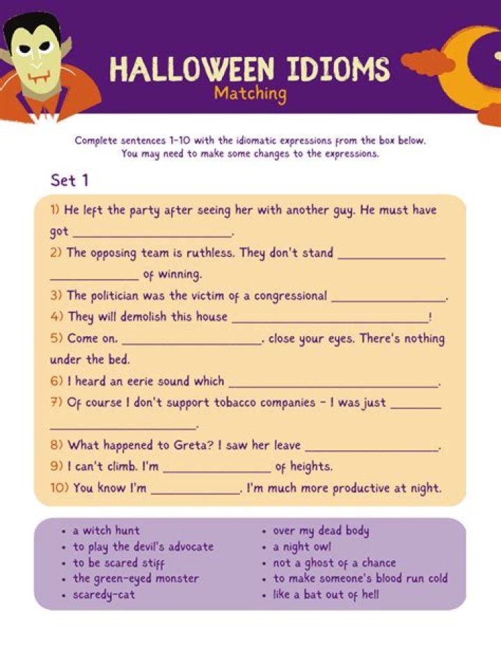 Halloween Idioms Worksheet PDF: Fun Language Practice for Kids