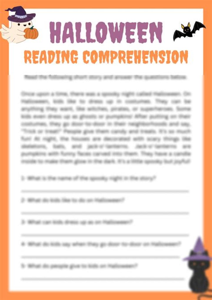 Halloween Reading Comprehension Worksheet PDF – Free Printable