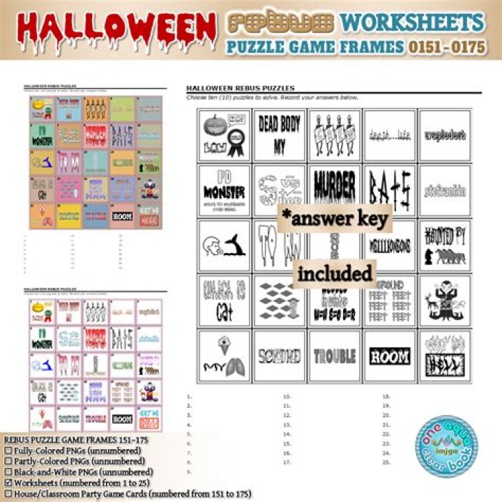 Halloween Rebus Puzzles with Answers PDF for Kids & Adults