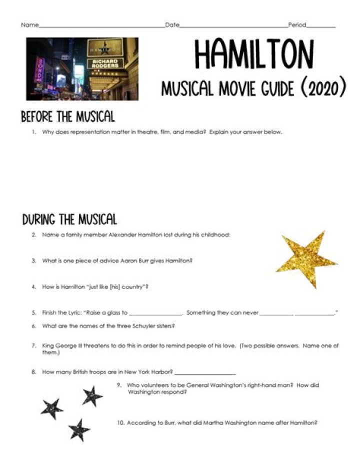 Hamilton Musical Movie Guide 2020 Answer Key PDF – Full Solution Breakdown