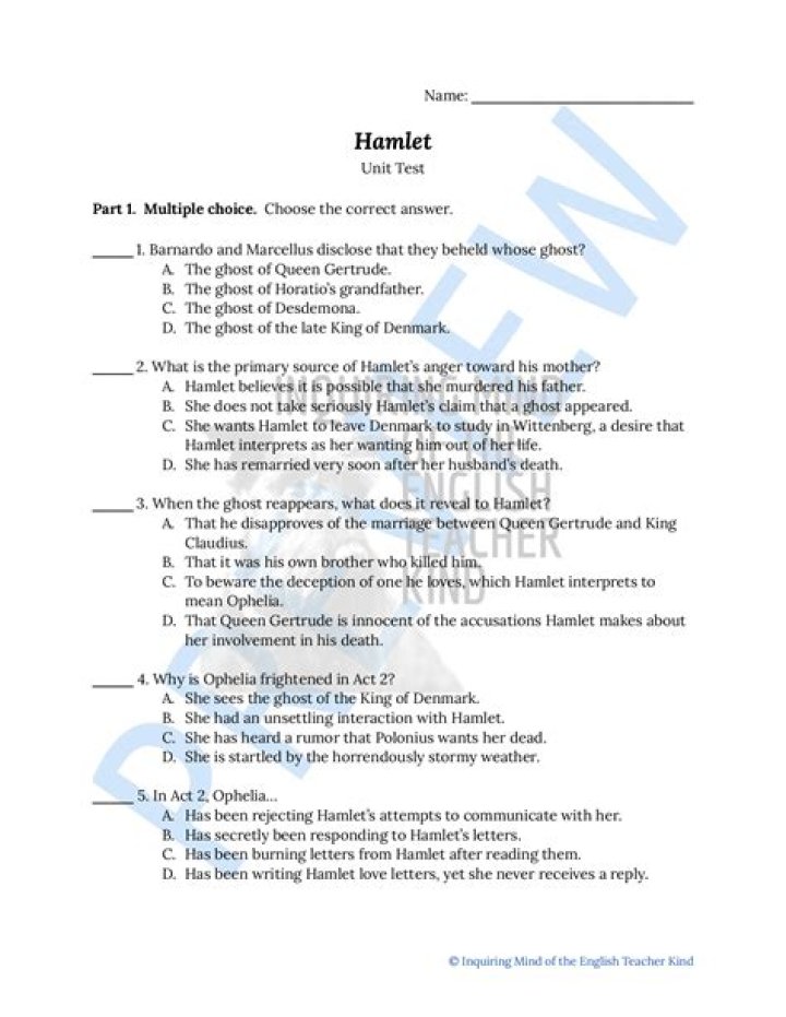 Hamlet Exam Questions and Answers PDF: Perfect Study Resource