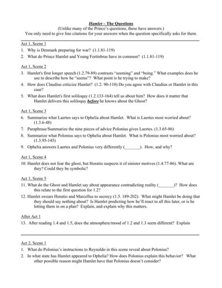 Hamlet Questions and Answers PDF: Master Answers to Classic Play Queries