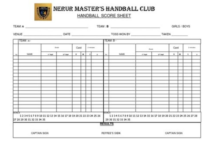 Handball Score Sheet PDF Download – Instant Printable Format