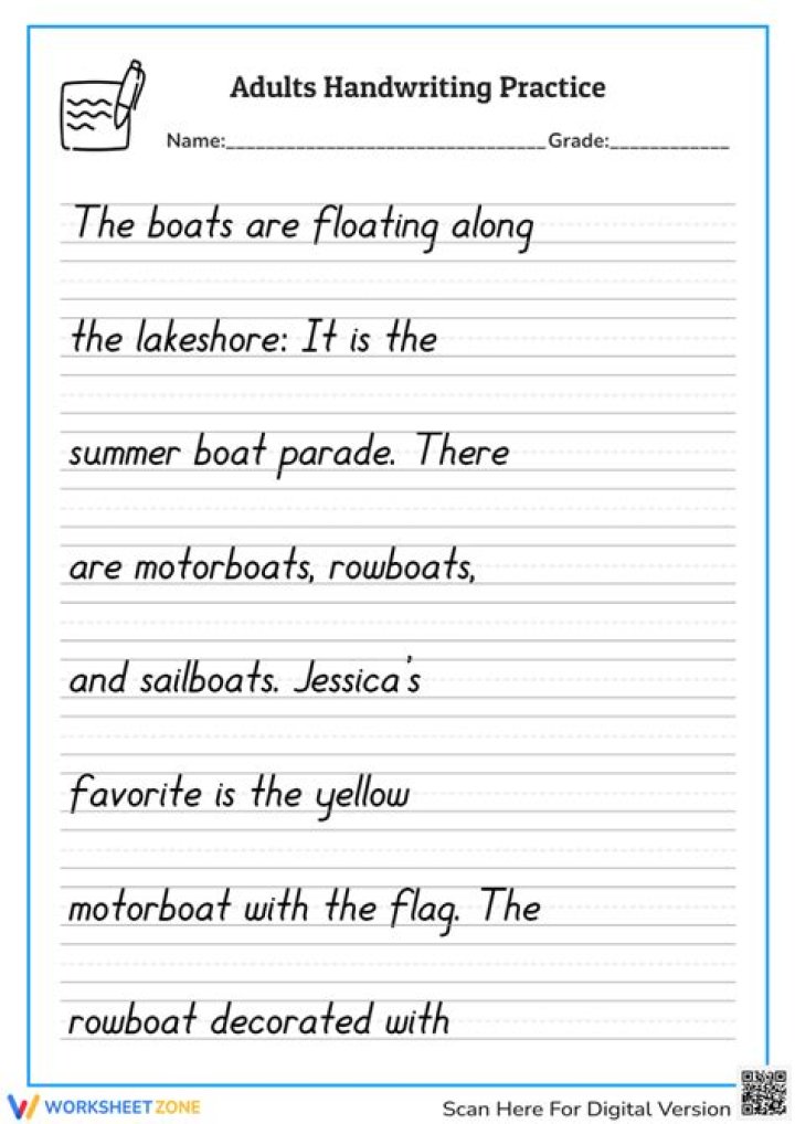 Handwriting Worksheets PDF for Adults: Improve Penmanship at Home