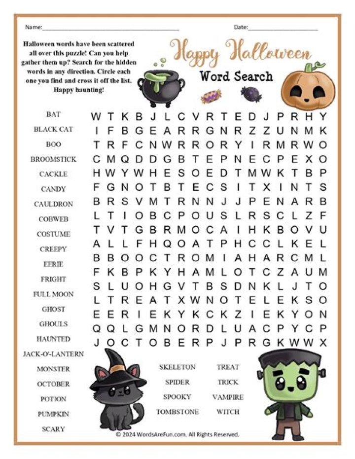Happy Halloween Word Search Answer Key PDF – Free Printable