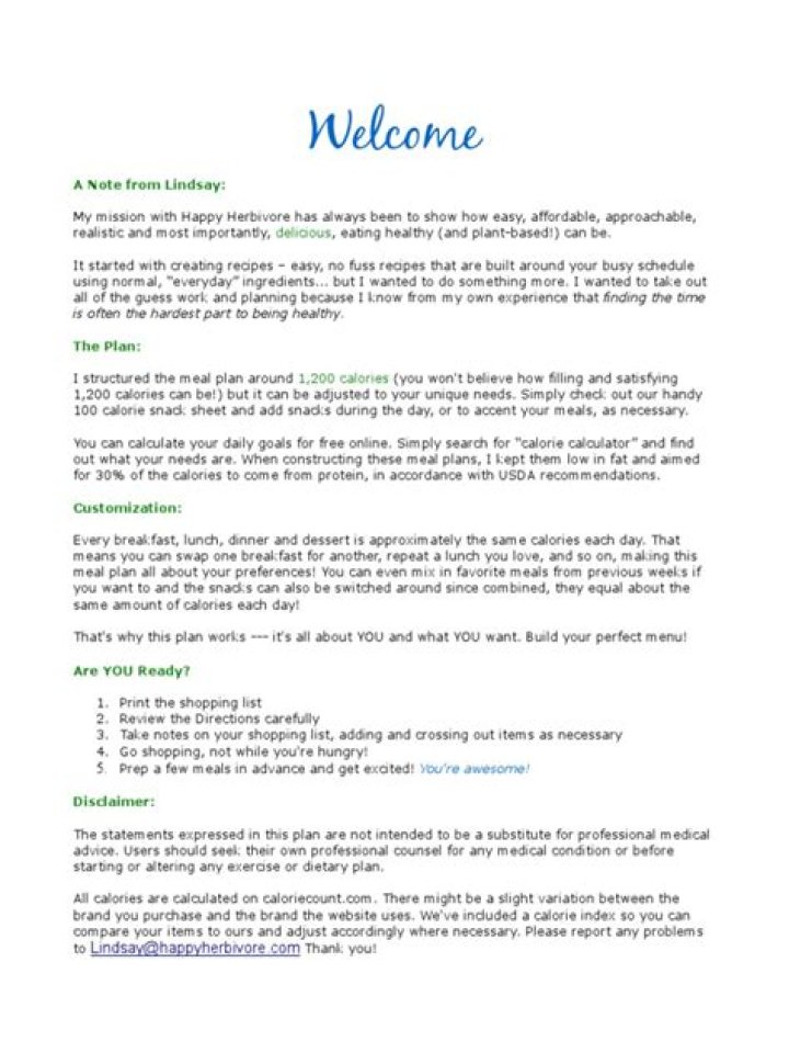 Happy Herbivore Meal Plan PDF: Easy Plant-Based Recipes