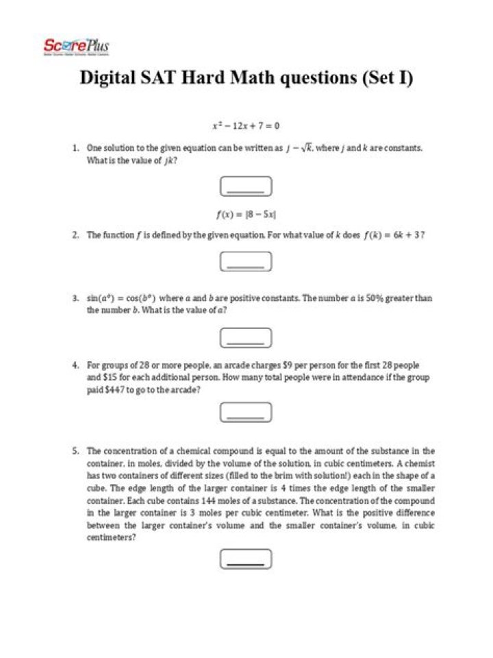 Hardest SAT Math Questions PDF: Master the Most Challenging Problems