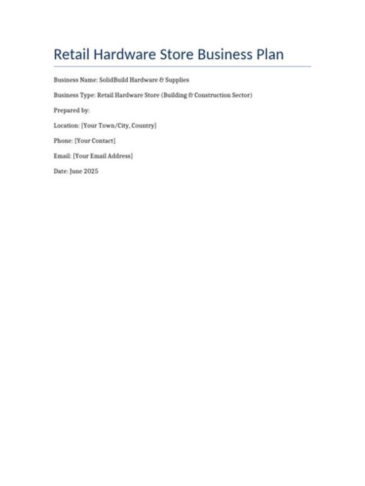 Hardware Store Business Plan PDF: Step-by-Step Guide