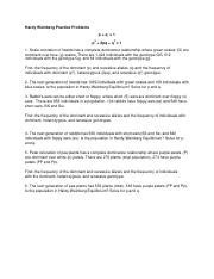 Hardy-Weinberg Practice Problems with Answers PDF – Download Free Study Guide