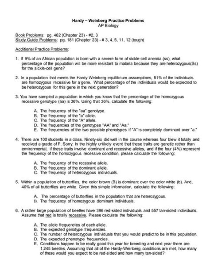 Hardy Weinberg Questions and Answers PDF: Essential Study Resource