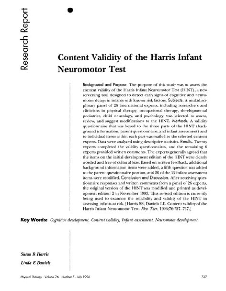 Harris Infant Neuromotor Test PDF: Essential Guide & Clinical Use