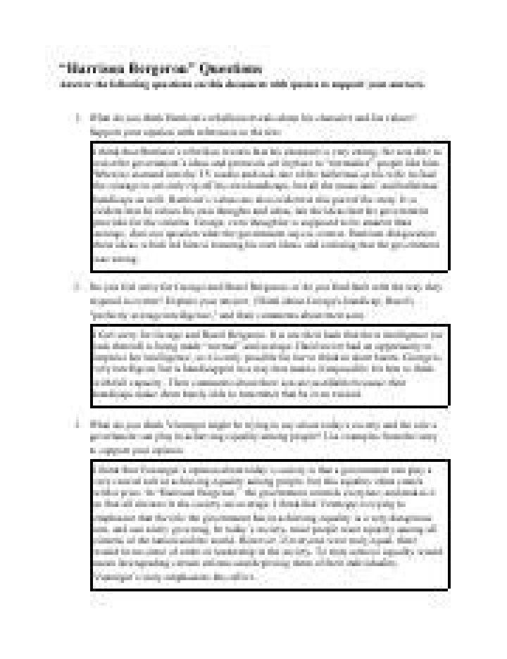 Harrison Bergeron Answers PDF: Full Analysis and Breakdown