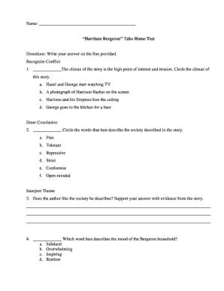 Harrison Bergeron Test PDF: Full Analysis & Study Guide