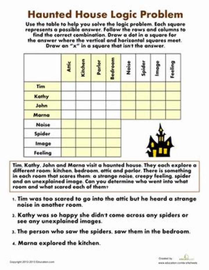 Haunted House Logic Problem Answer Key PDF – Solve the Spooky Challenge