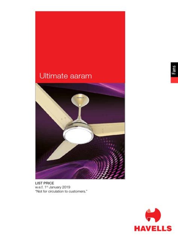 Havells Fan Price List 2019 – Affordable HVAC Pricing PDF for Home Use