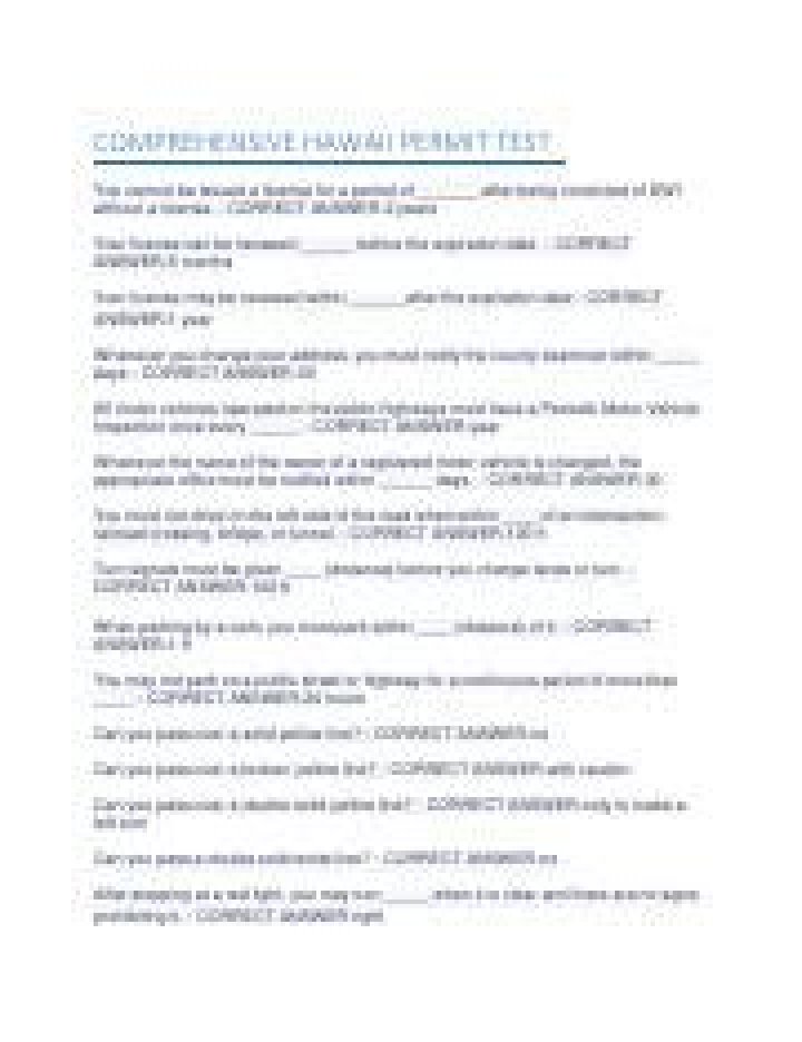 Hawaii Permit Test PDF: Get Ready to Pass Your Exam