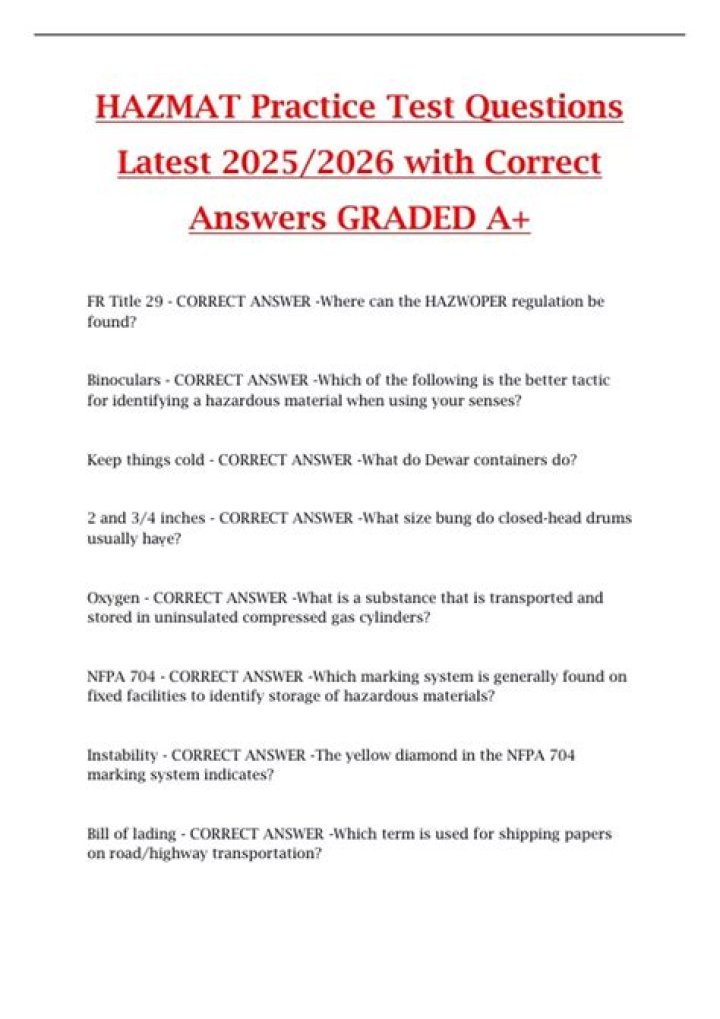 Hazmat Practice Test PDF – Pass Hazardous Materials Exam