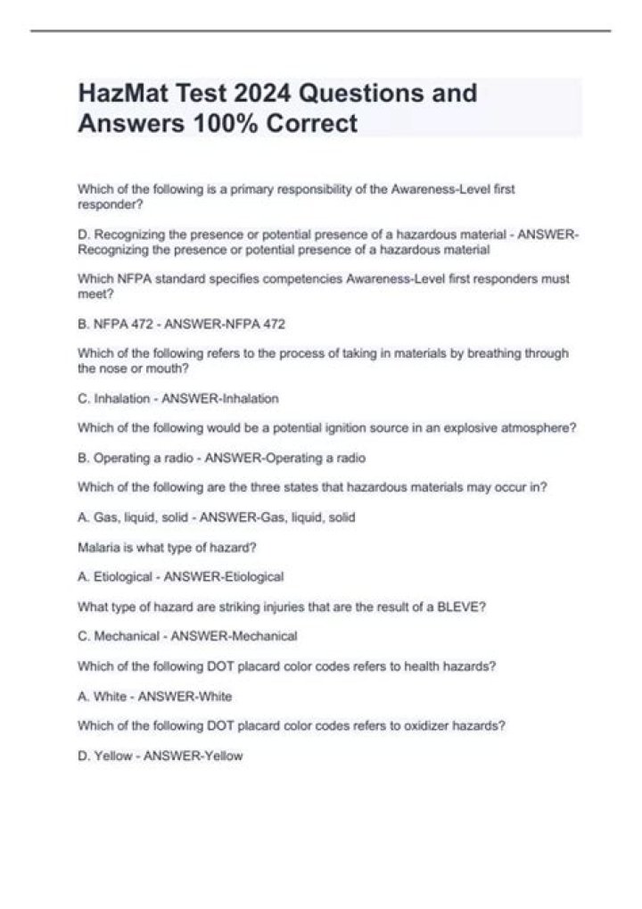 Hazmat Questions and Answers PDF: Expert Guide to Safety Protocols