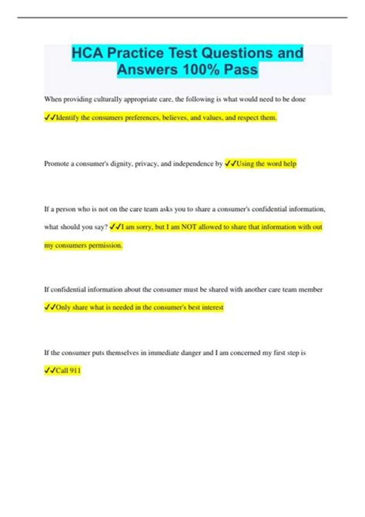 HCA Exam Questions and Answers PDF: Perfect Study Guide