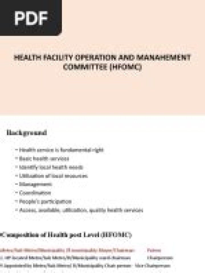 Comprehensive Health Facility Management PDF Guide