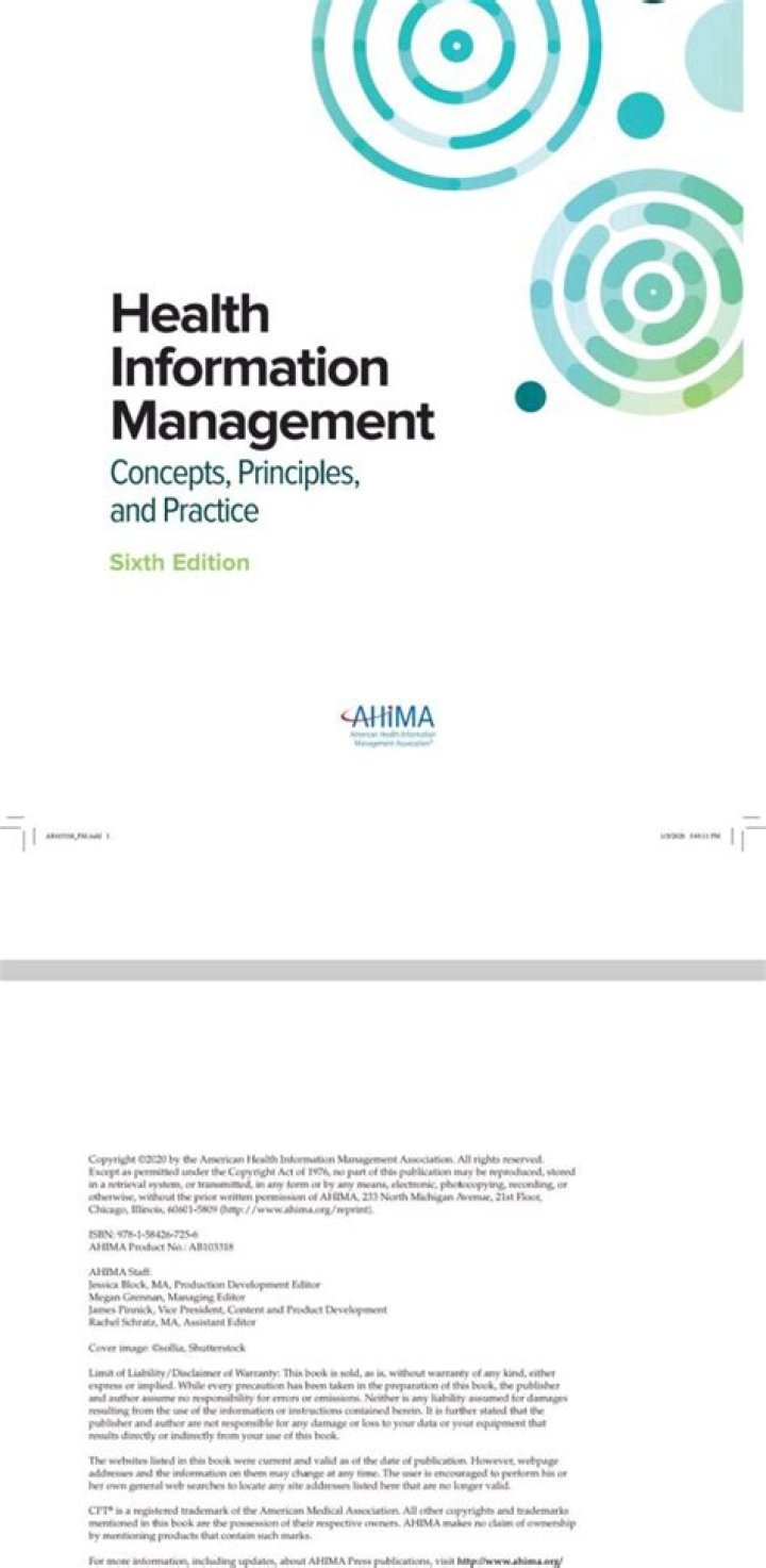 Health Information Management: Core Concepts, Principles & Practice 6th Edition