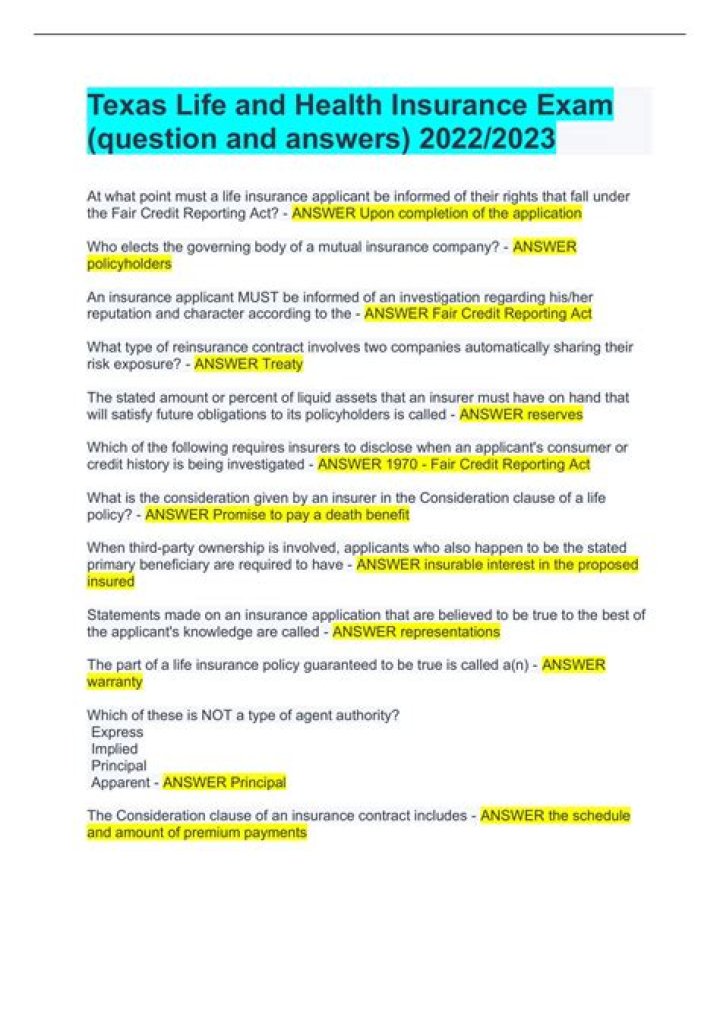 2022 Health Insurance Exam Questions and Answers PDF