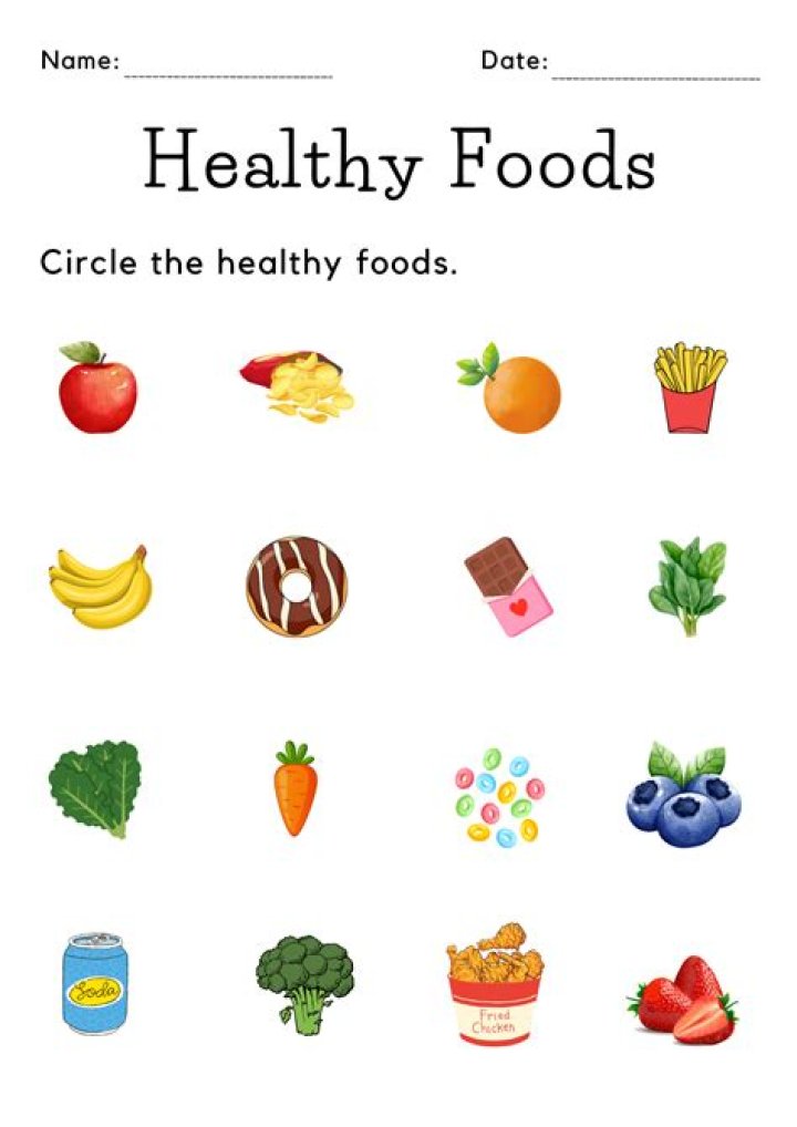 Healthy Food Worksheets for Kindergarten PDF – Printable Nutrition Activities