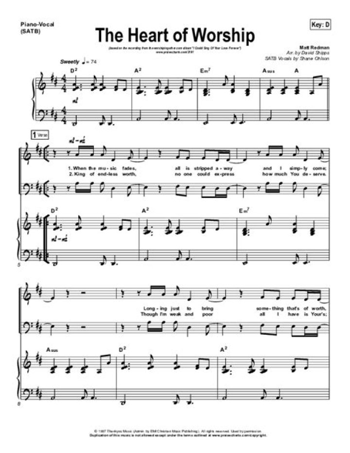 Heart of Worship Sheet Music PDF Download