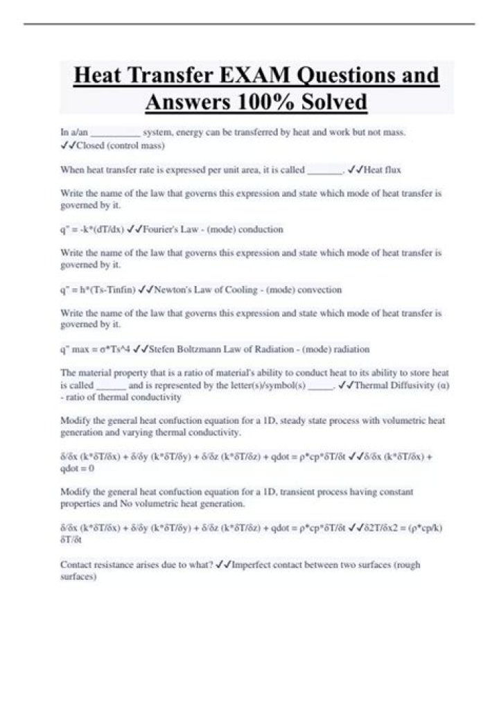 Heat and Mass Transfer Questions and Answers PDF – Expert Study Guide