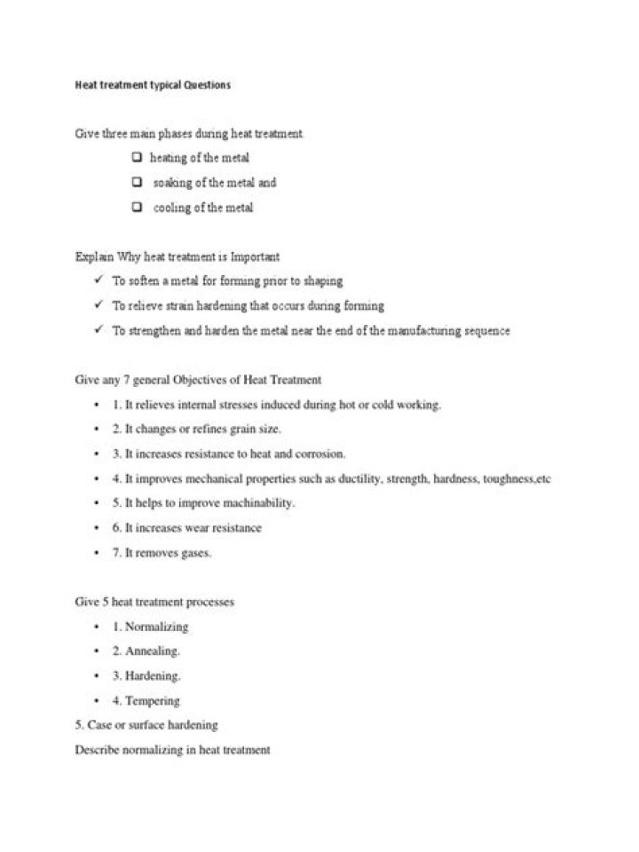 Heat Treatment Questions and Answers PDF – Expert Guide