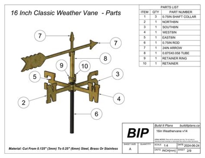 Hebridean Wind Vane Plans PDF: Download Detailed Blueprints