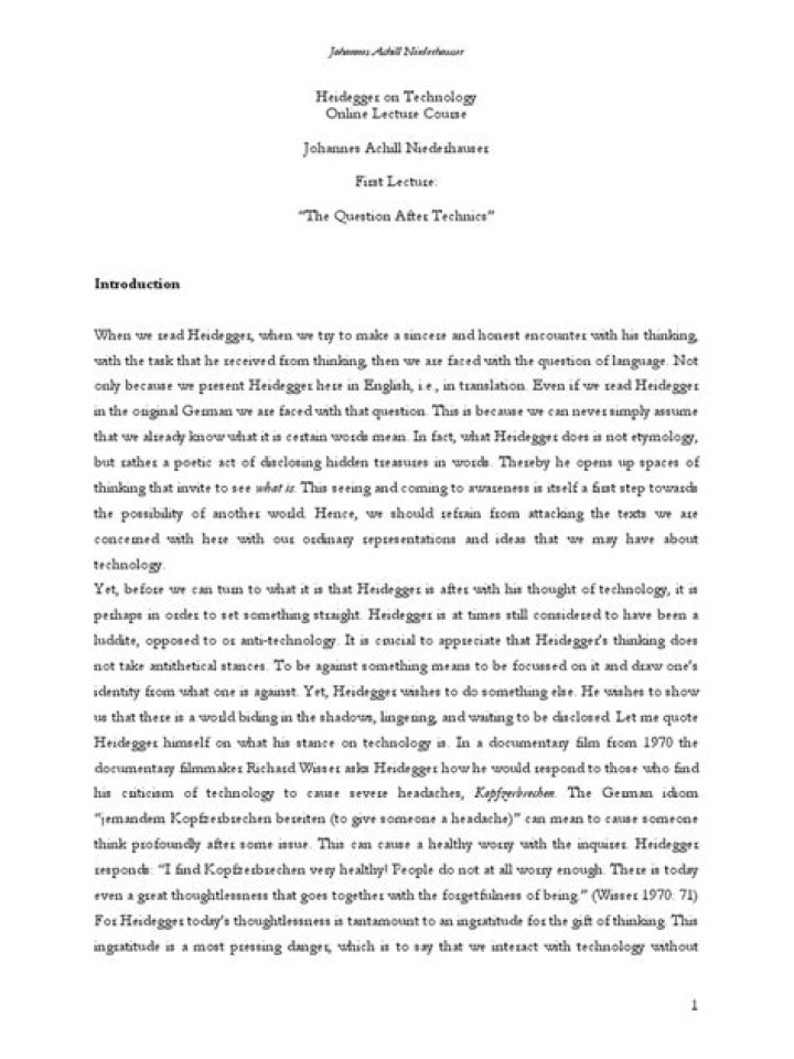 Heidegger’s Question on Technology: A Critical PDF Analysis
