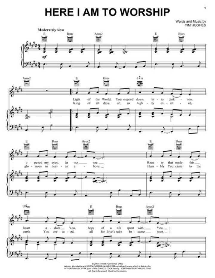 Free PDF Worship Sheet Music – Here I Am to Worship Now