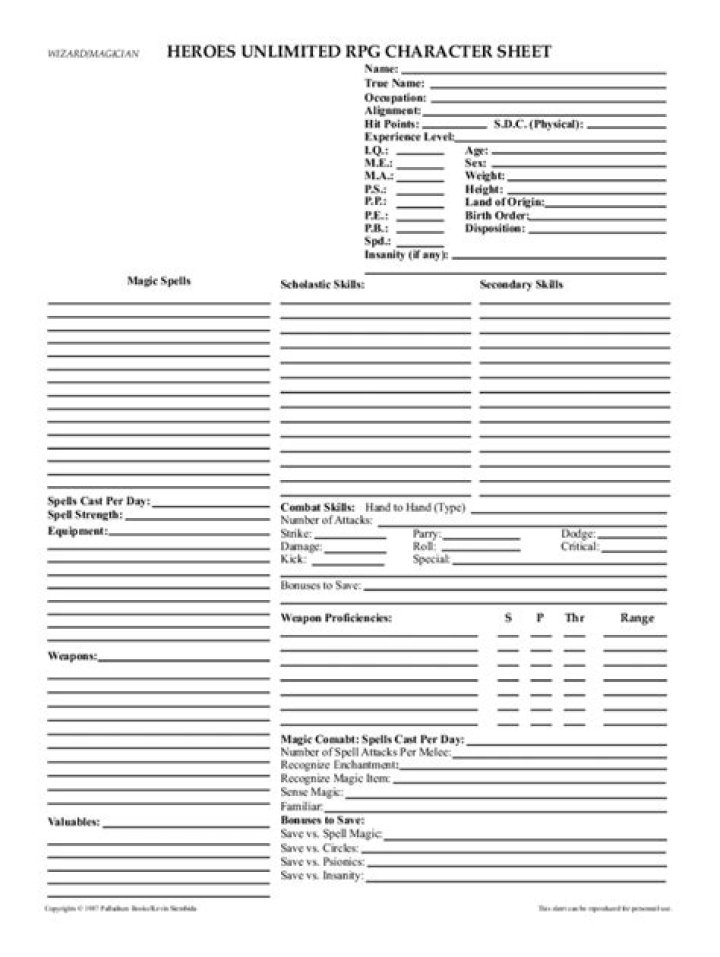 Heroes Unlimited 2nd Edition Character Sheet PDF – Complete Game Guide