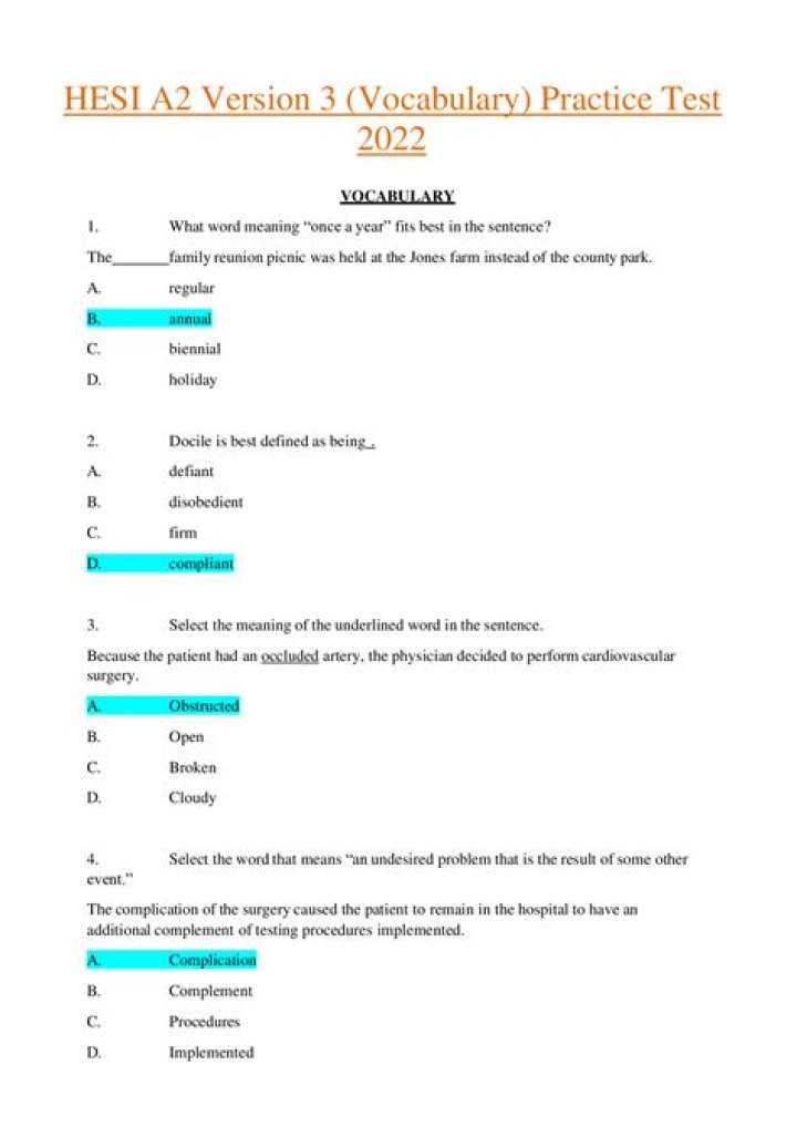 Hesi Vocabulary Practice Test PDF – Download Instant Study Tool
