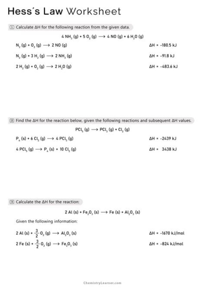 Hess Law Questions and Answers PDF: Expert Study Guide